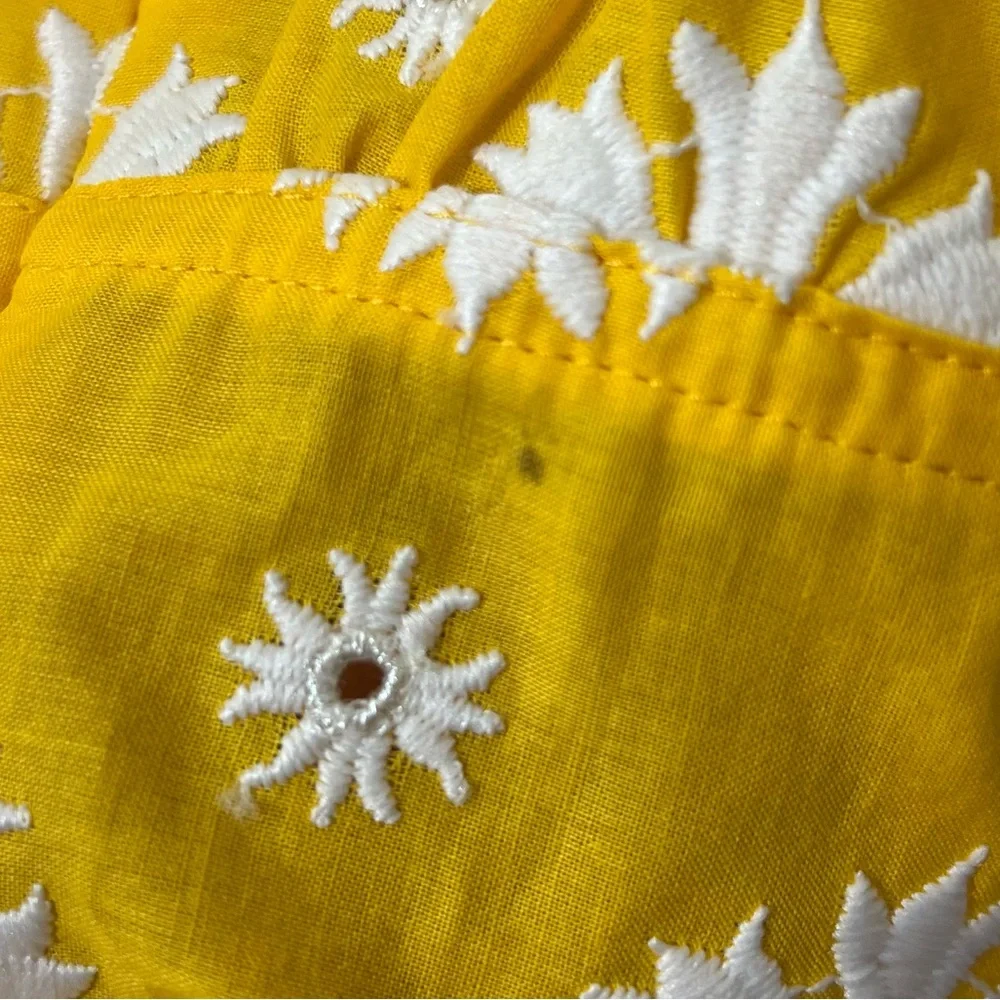 Tory Burch Embroidered Eyelet Ruffled Sunlight & New Ivory Top Blouse Yellow 4